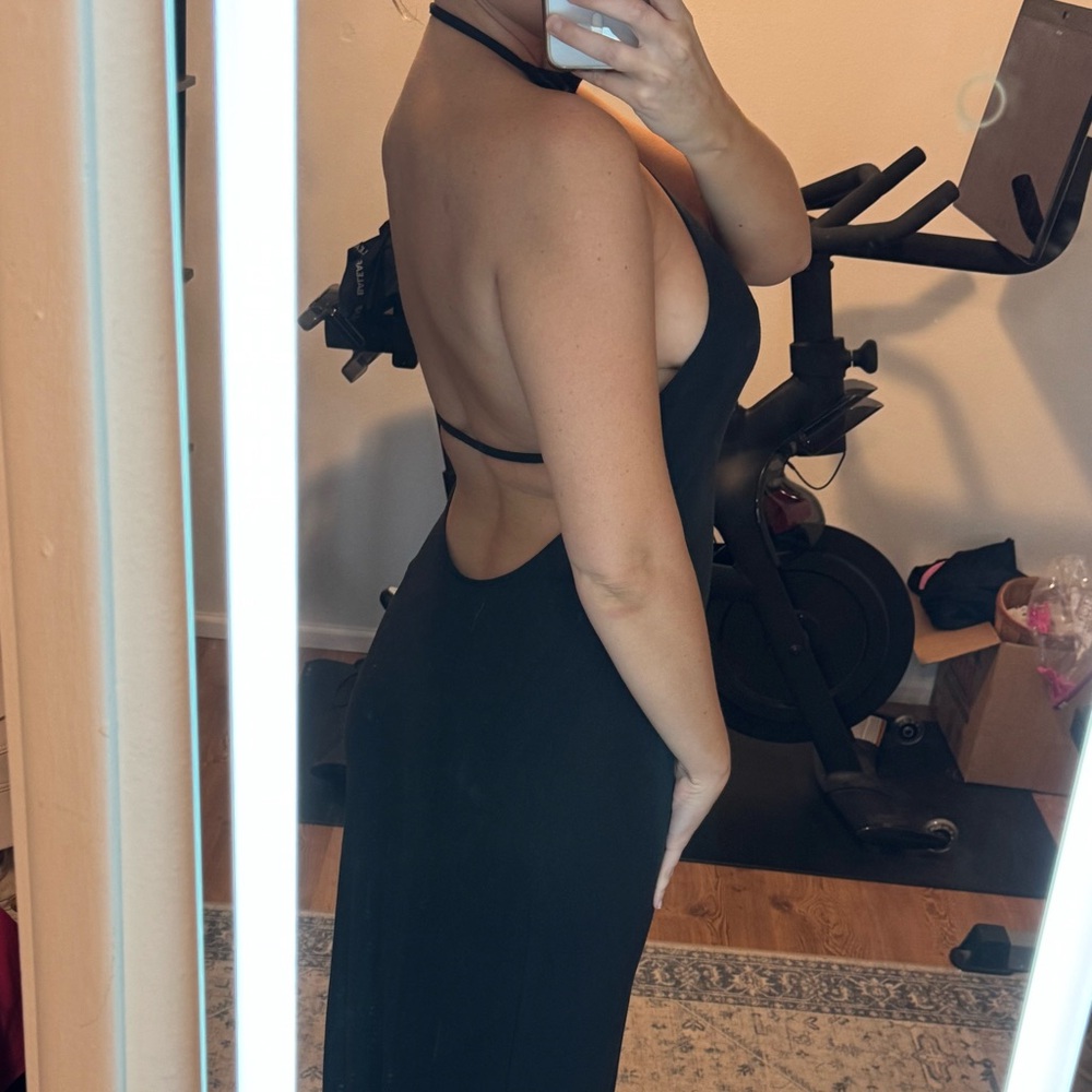 SKIMS Black Backless Dress